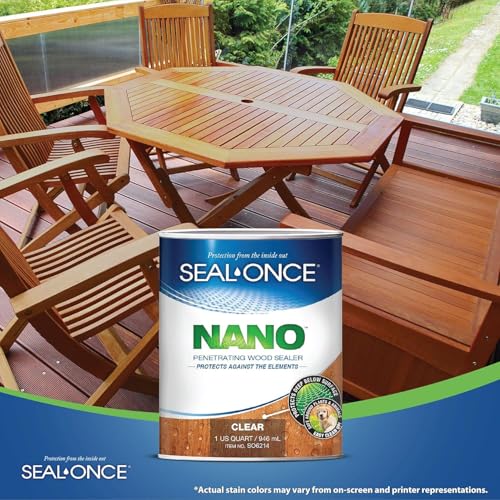 Seal-Once Nano Clear Penetrating Wood Sealer - Premium Waterproof Sealant (Quart) - size: Quart