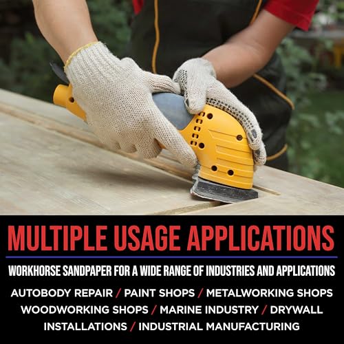 ProductionShop Premium 150 Grit Triangle Mouse Detail Sander Sandpaper Sheets, Box of 45 - Hook & Loop, Triangular Shaped Mouse Disc Pads - Oscillating Multi-Tools - Woodworking, Sand Furniture Paint - style: 150 Grit