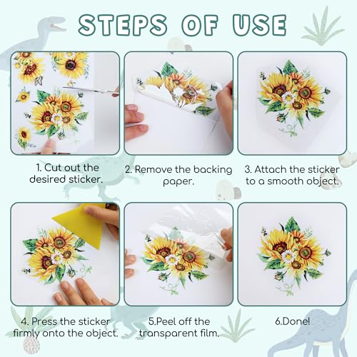 Joeyan Rub On Transfers for Crafts and Furniture, 2 Sheets Large Dinosaur Rub on Stickers DIY Animal Transfer Decals for Wood Glass Metal Canvas Porcelain Plastic Home Decorations, 11" x16" - style: Dinosaur