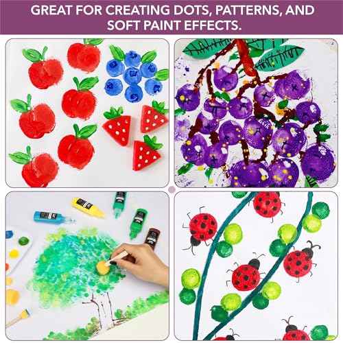Bates- Round Sponges Brush Set, 0.5”, 0.75”, 1" & 1.5”, 40 Pack, Round Sponge Paint Brushes for Painting, Paint Sponges for Acrylic, Painting Tools for Kids, Arts, and Crafts