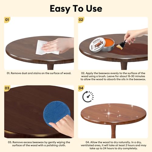 Beeswax Wood Polish for Furniture, Waterproof & Restorer Wood Wax
