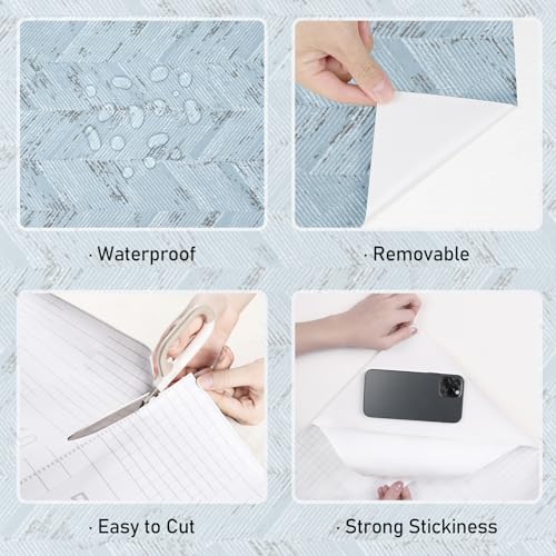 Wallercity Light Blue Twill Grasscloth Peel and Stick Wallpaper Removable Fabric Grass Cloth Wallpaper Self Adhesive Twill Cloth Contact Paper for Cabinets Shelf Waterproof Vinyl Paper 15.8''x78.7'' - color: Light Blue Twill, size: 15.8" x 78.7"