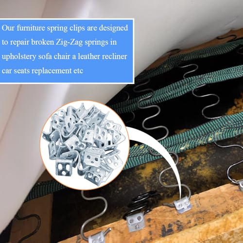 48 PCS Sofa Couch Spring Clips Furniture Upholstery Repair Kit, Ek Clips S Clip Spring Fasteners for Chair Couch Sofa Replacement Parts, 5 Holes, 7.9"x8.6" - size: 7.9"x8.6"-48PCS(NoScrews)