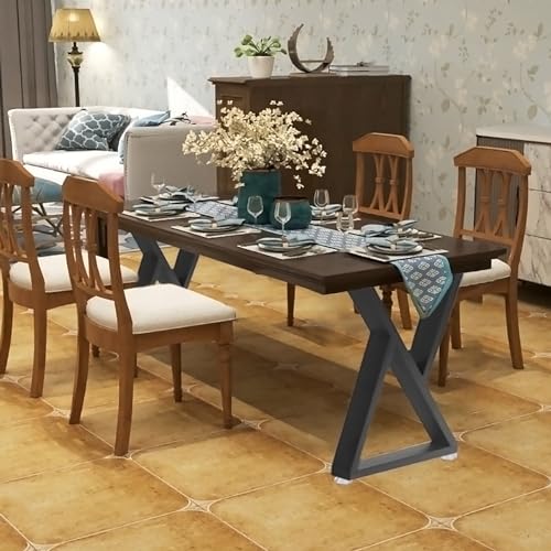 28 Inch Metal Desk Table Legs, Heavy Duty Industrial Style Black Dinning Table Leg Replacement DIY Furniture Set of 2 with Adjustment Feet Pads, Double Triangle - size: 28 Inch Z