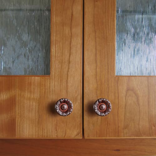 6 Pack Antique Black Iron Cabinet Knobs, Floral Drawer Pulls - color: Antique Black Iron