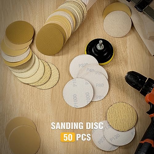 S SATC 50PCS 3 Inch Hook and Loop Sanding Discs Orbital Sander Sandpaper for Orbital Sander Include 40/60/80/120/220/320/400/600/800/1000 Grits Sanding Discs for Woodworking Automotive Metal - style: (40-1000)Grit 50 pack