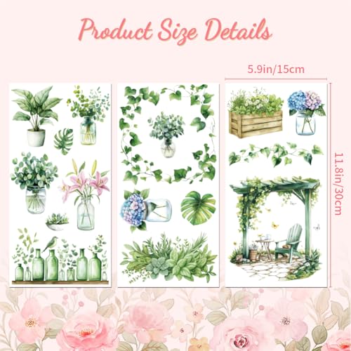 Peacoblue Vases and Plants Rub On Transfers for Furniture Craft 6"x12" - style: Vases and Plants