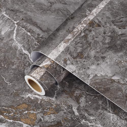 ReWallpaper Marble Wallpaper Peel and Stick Dark Gray Marble Contact Paper - color: Dark Gray Marble, size: 15.8in X 23ft