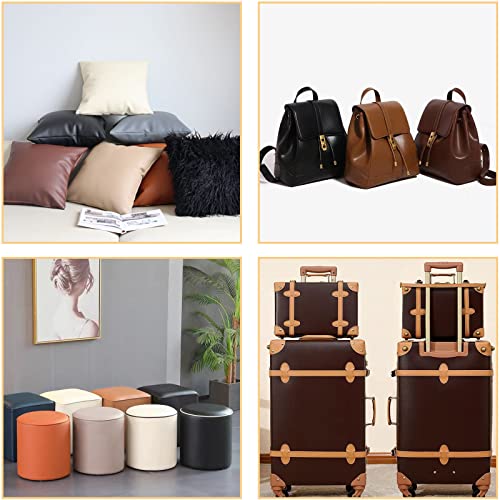 Picheng Vinyl Faux Leather Sheets: Smooth Faux Leather Fabric 54" x 36" - color: Dark Brown