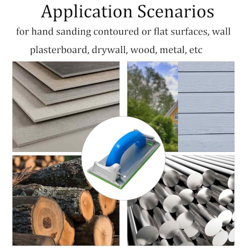 2Pcs Hand Sander with Comfortable Plastic Handle, Manual Sandpaper Holder Block for Drywall, Wood, Metal, Furniture Polishing, Heavy-Duty Sanding Tool with Secure Sandpaper Clamp Blue - color: Black