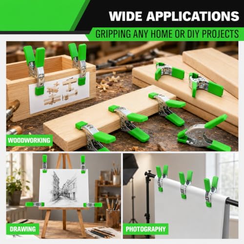 16-Piece 4 inch Spring Clamp, Heavy Duty Metal Spring Clamps, 1.5-inch Jaw Opening Clamps for Backdrop, Pool Cover, Photography - size: 4inch 16-Piece