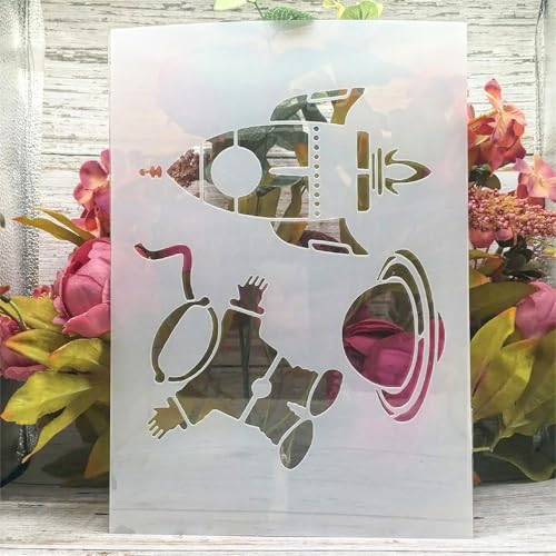 TIAMECH A4 Reusable Astronaut Stencil for Painting - style: Astronaut Rocket Planet