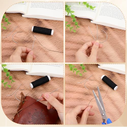 Hair Extension Tools - 12 Pcs Set with Curved Needle, Black Weaving Thread for Making Wig & Sewing Hair Weave Extension