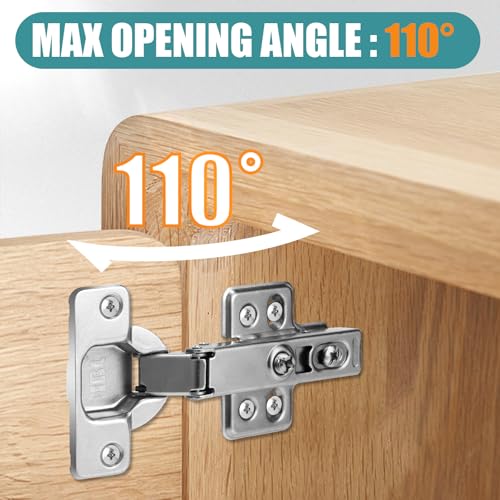 HBL' Soft Close Hinges for Frameless Cabinets, 110°, 35mm Cup, 50 Pack - size: Half Overlay