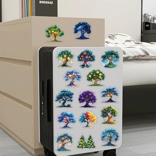 50pcs Fantasy Magic Tree Stickers Pack – Clear Waterproof Scrapbook Decals for Journaling, Diary, Collage, Laptop, Water Bottle, Planner, Aesthetic Nature Forest Tree of Life Sticker - color: Magic Tree