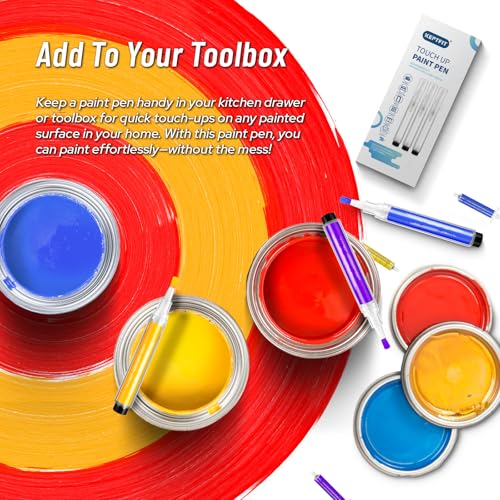 Fillable Touch Up Paint Pen Brush, 3 Pcs Paint Pen for Wall Touch Up, Refillable Paint Pens for Walls, Wood Floors, Cabinets, Windows, Doors,Refillable Touch-Up Paint Pens