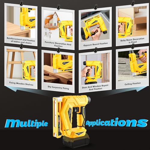 Cordless 18 Gauge Brad Nailer Compatible with 20V Battery, 2-in-1 Brad Nailer/Narrow Crown Stapler, Electric Nail Gun with Nails/Staples, Dual Mode Framing Nail Gun for Trim Wood Crafting - No Battery