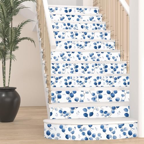 Laatse Light Blue Leaf Floral Wallpaper Peel and Stick 17.5" × 118" - color: Blue Leaf, size: 17.5" x 118"