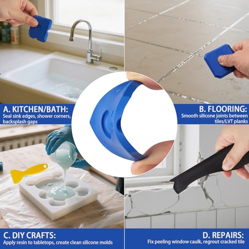 12-Piece Caulking Tools with Putty Knife for Tile Sealing