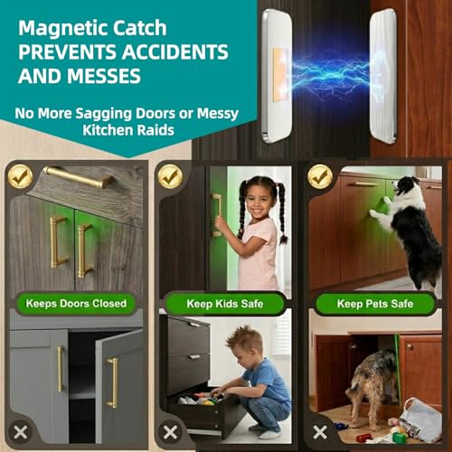 8 Pack Magnetic Cabinet Door Catch, Ultra Thin Adhesive Cabinet Magnets for Closure, No-Drill Stainless Steel Drawer Latch for Kitchen, RV, Closets, Wardrobe -0.08 Inch Thicknes (Silver) - color: Silver