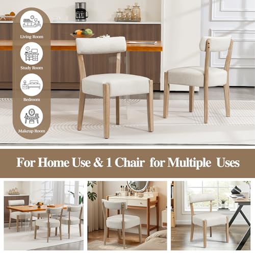 ZJhome Modern Dining Chairs Set of 4 – Mid-Century Modern Faux Leather Upholstered Kitchen & Dining Room Chairs with Curved Back, Oversized Rounded Seat, Sturdy Wood Frame, Beige - color: Beige Leather, size: Set of 4