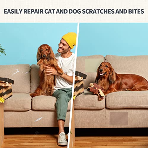 KING MOUNTAIN Canvas Repair Patch 9 x11 Inch 4 Pcs Self-Adhesive Waterproof Fabric Patch for Sofas, Tents, Furniture,Tote Bags, Car Seats (Beige-1) - color: Beige-1, size: Canvas-9"W×11"L-4pcs