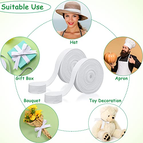 Willbond 2 Rolls/ 20 Yards Cotton Webbing 1 Inch, Pure White - color: Pure White