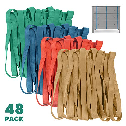 kitchentoolz 48 Pack Mover Bands – Extra Large Rubber Bands for Furniture & Moving Blankets – Heavy-Duty Stretch Bands in 4 Sizes (25", 30", 36", 42") - size: 48-Pack Variety