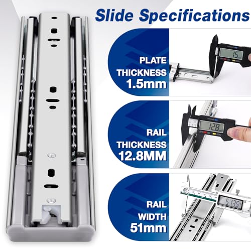 YENUO Heavy Duty Soft Close Drawer Slides Full Extension 12-32 Inch 145 Lb - size: 22 Inch