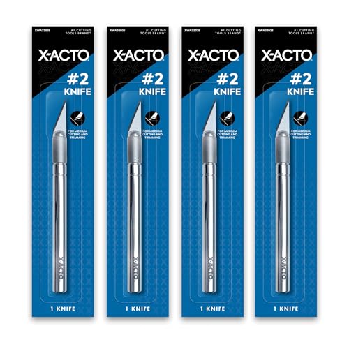 X-ACTO #2 Precision Craft Knife, Fine Point Blade for Detail Cutting, Scrapbooking, Stenciling & Model Making, Professional Hobby Knife Tool, 4 Count