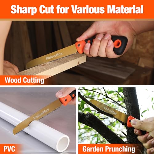 ValueMax Small Hand Saw, 6-Inch Pull Saw with Non-Slip Comfortable Handle, Mini HandSaw Woodworking Tools, Flush Cut of 17 TPI for Cutting Wood, Laminate, PVC