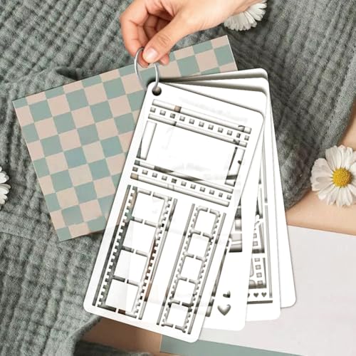12 Sheets Film Photography Painting Stencil, Black White Retro Theme Templates Film Pattern Stencils Photo Paper Frames Drawing Stencil for Painting on Wall Wood Home Decor - style: Film Photography