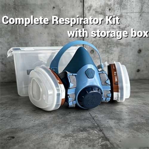 HANDLANDY Reusable Respirator Mask with A1P2, Half Face Mask Cover Set for Painting, Chemicals Protection, Welding, DIY, Woodworking, Clean Industrial Dust