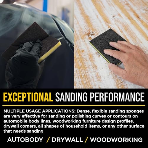 Dura-Gold Sanding Sponge for Wood, Metal, 320 Grit, 4.7" x 3.9", Box of 10 - style: 320 Grit