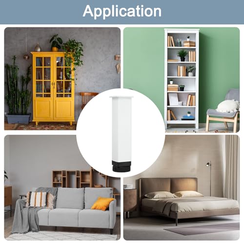 uxcell 2 Pcs Adjustable Height Center Support Leg, 6 Inch Metal Bed Frame Support Legs Slats feet for Sofa Cabinet Couch Dresser Table Furniture, White