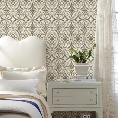Beige Peel and Stick Wallpaper Boho Contact Paper 17in x 118in - color: Beige-1, size: 16.9" x 118.1"