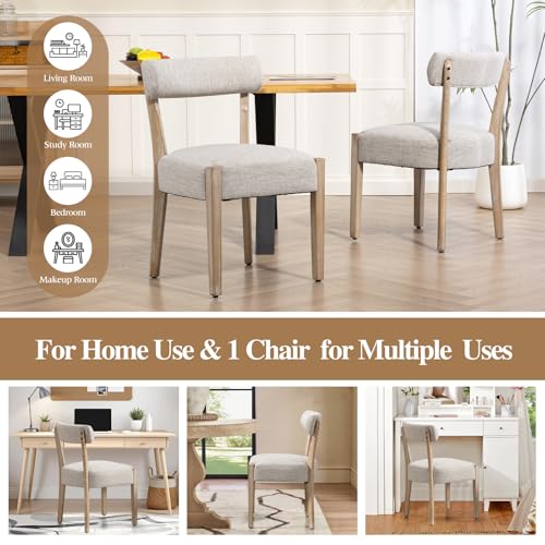 ZJhome Dining Chairs Set of 2,Mid Century Modern Dining Chair Set - Linen Upholstered Low Back Kitchen & Dining Room Chairs with Woven Design,Oatmeal Fabric - color: Oatmeal Fabric, size: Set of 2
