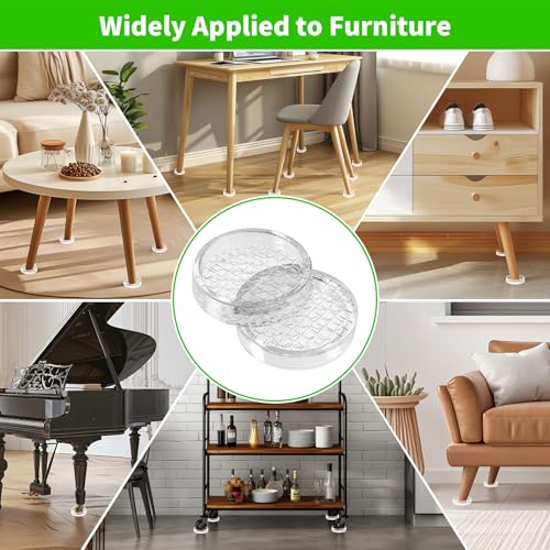 1.6"x1.6" Round Rubber Furniture Caster Cups, 12 PCS Chair Coasters for Carpet - Clear Non Slip Furniture Pads with Grip, Carpet Protector for Furniture Legs - Protect Any Flooring - size: 1.6" 12pcs Clear