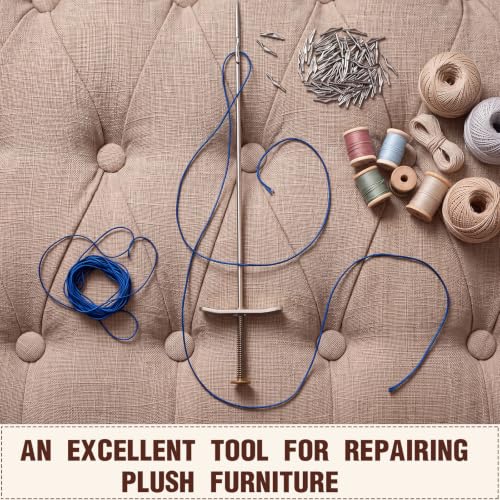 Otoolling 1 Pcs Button Tufting Needle with 100 Tufting Clasp for Upholstery