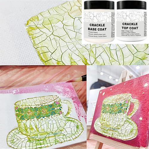 Crackle Paste & Metallic Acrylic Paints Set for Wood/Canvas/Furniture - color: Crackle Paste+Metallic Paints +Tools