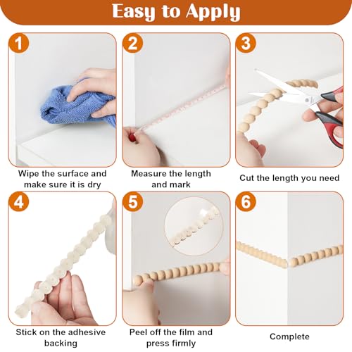 Flexible Molding Trim Peel and Stick-13ft/15mm Bead Mirror Frame Border - color: Wood