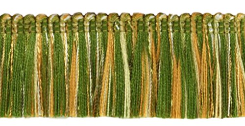 DÉCOPRO 1 3/4" Long (4cm) Long Noblesse Collection Beautiful Brush Fringe Trim (0175HB) Olive Garden Green Multicolor #010 (Yellow Green Sage Green Olive Green Off White) 5 Yards (15 ft/4.5m) - color: Olive Garden #010 (Yellow Green, Sage Green, Olive, Of