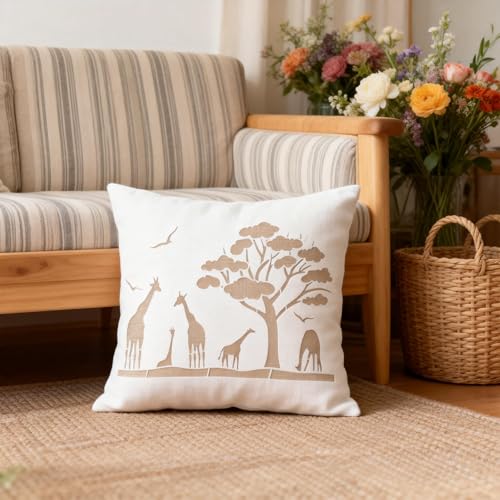 TIAMECH A4 Reusable Savanna Tree African Giraffe Stencil for Painting - style: African Giraffe