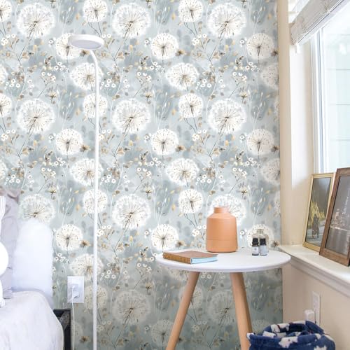 Nukofal Floral Wallpaper Peel and Stick Dandelion Contact Paper 16.9"x118" - color: Dandelion, size: 16.9" x 118.1"