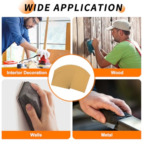 25 Pcs 150 Grit Sandpaper 9 x 11 Inch Sand Paper Alumina Gold - size: 9 x 11 Inch(150 Grit)