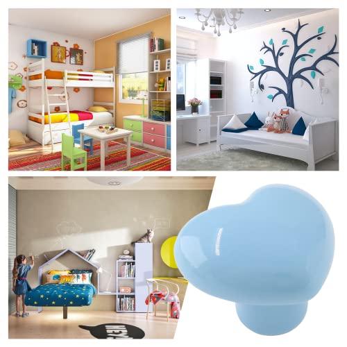 2pcs Ceramic Heart Blue Drawer Knobs, Cute Cabinet Pulls for Kids - color: Blue + Heart Shape, size: 2 Pack