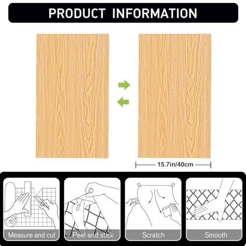 Wood Grain Contact Paper 23.6" x 236" Peel and Stick Wallpaper Oka - color: Oka, size: 23.6" x 236"