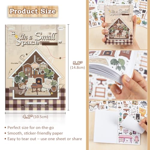 500+ Home Decor Sticker Book - Cute Journaling Stickers - color: My Home Rooms - 20 Sheets