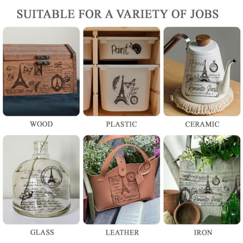 OLYCRAFT 3pcs/Set Eiffel Tower Rub on Transfers for Furniture and Crafts 6x12 inch France Label Furniture Decals Retro Advertising Label Transfer Stickers Rub on Decals for Wood Furniture Home Decor - style: Advertising label