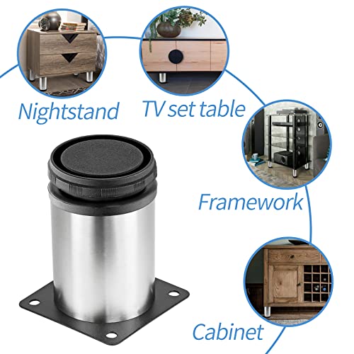 Stainless Steel Adjustable Furniture Legs 3 Inch - Silver - 4pcs - color: Silver, size: 3"